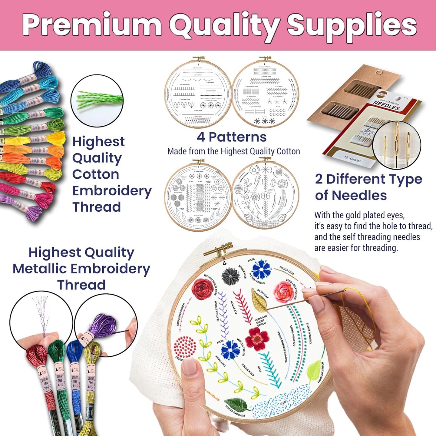 Embroidery Kit for Beginners(White)