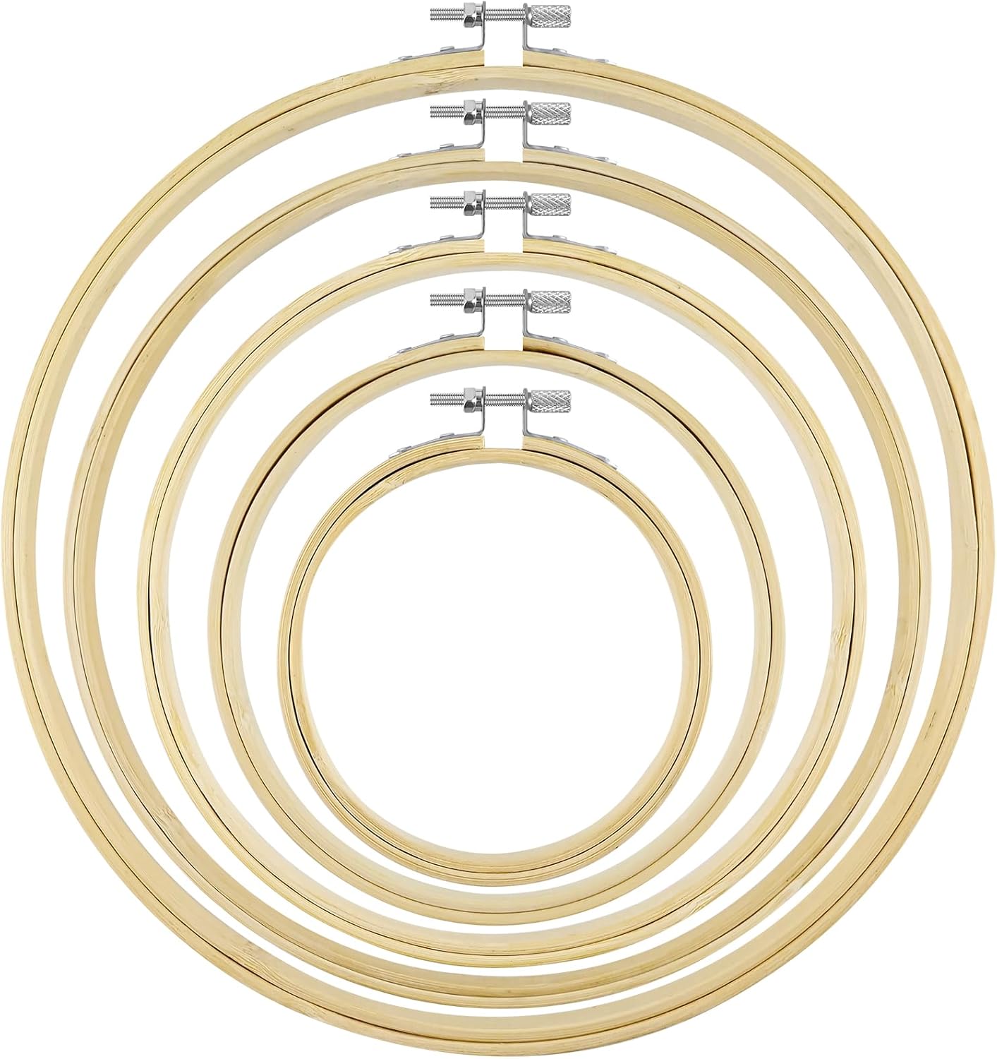 5 Pieces Bamboo Embroidery Hoops,(4”, 6”, 8”, 9”, 10”) Set for Embroidery