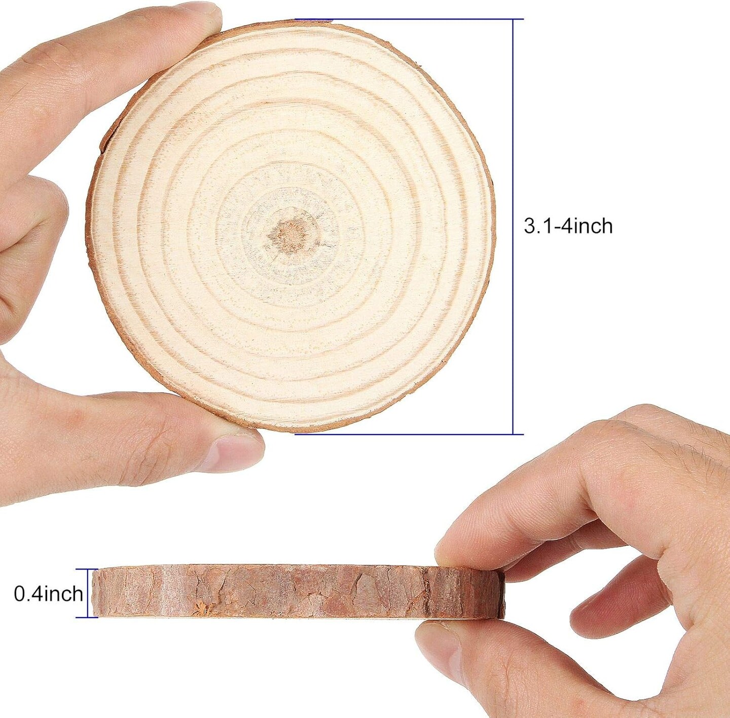 50 Pcs Natural Wood Slices 4 Inches