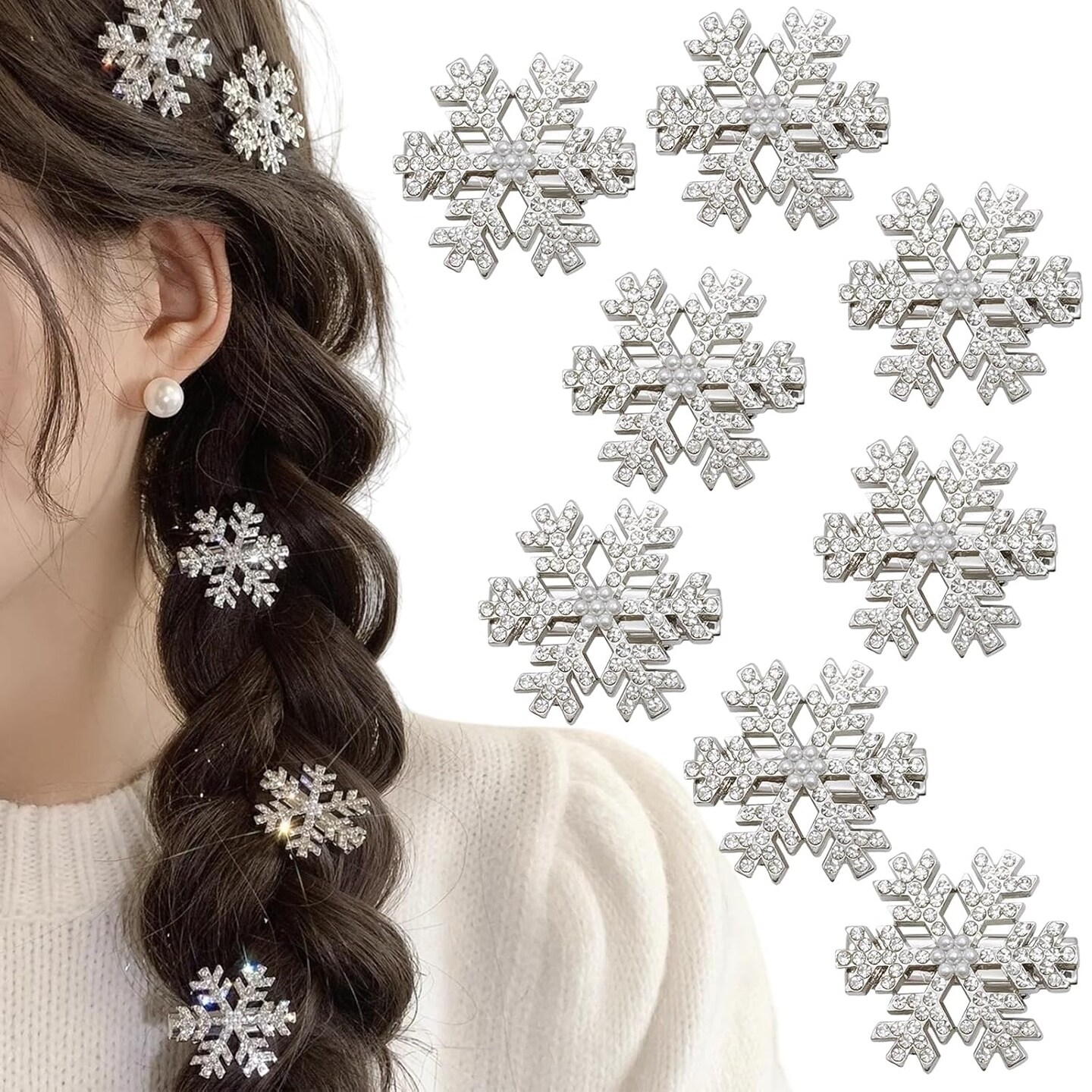 Sparkly Rhinestone Snowflake Hair Clip