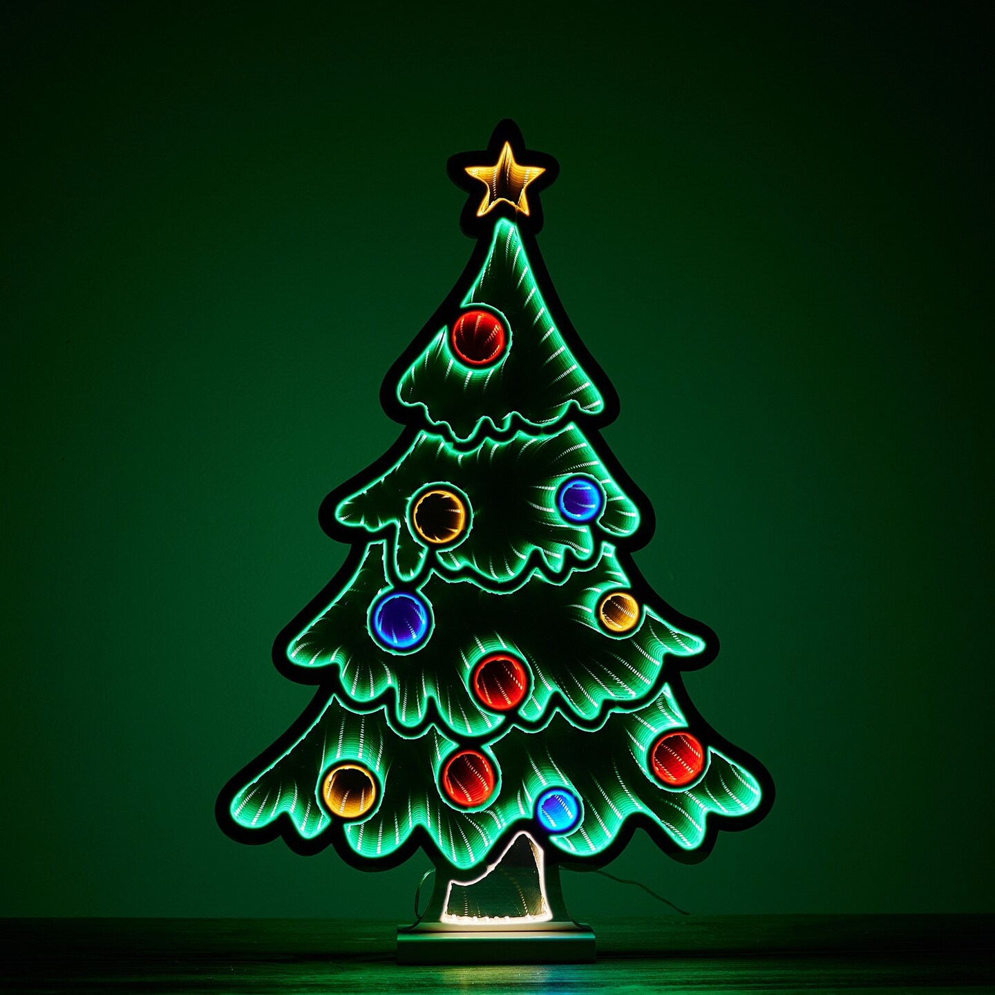 Melrose LED Lighted 3D Christmas Tree Infinity Mirror - 25&#x22;