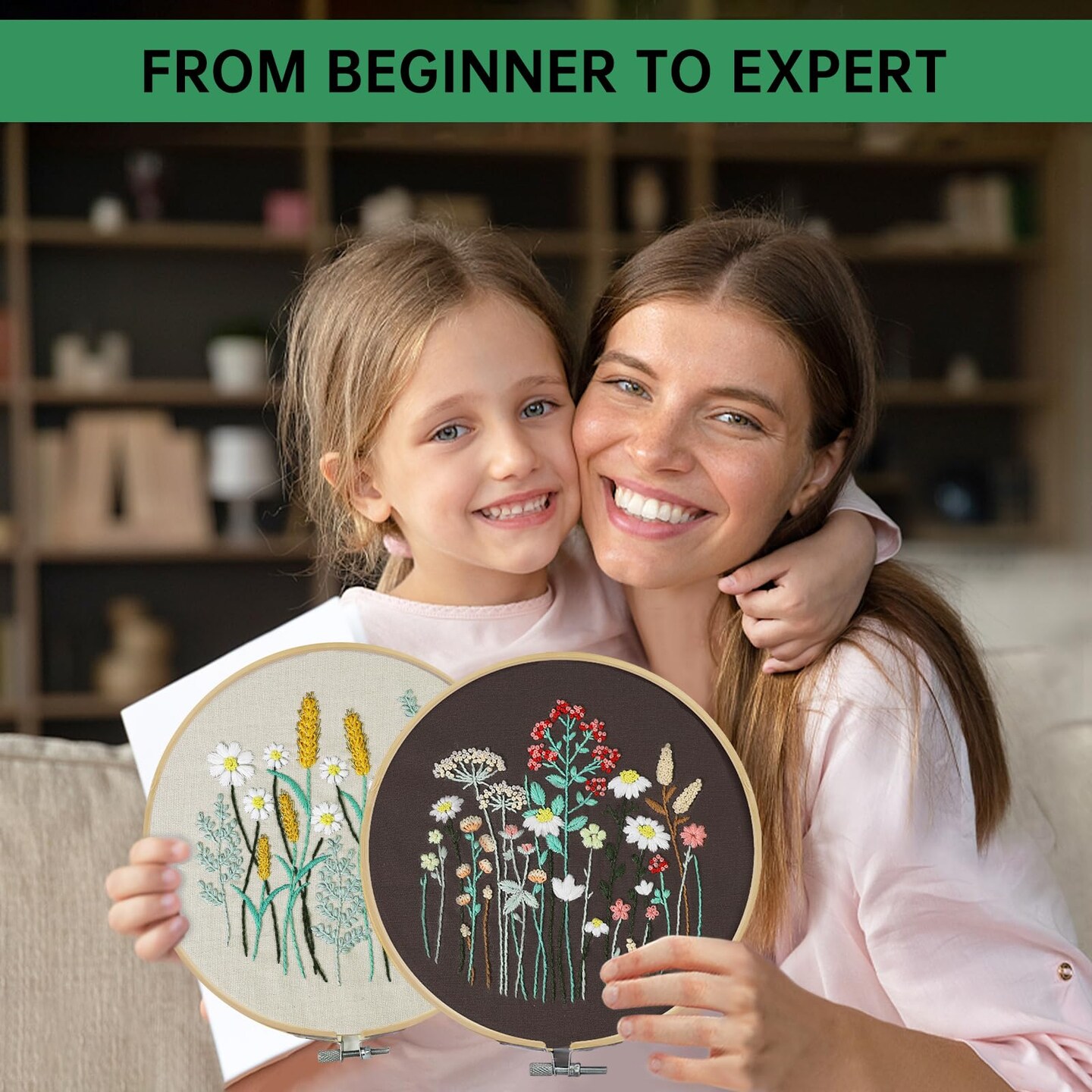 CYANFOUR 6 Stage Embroidery Kit for Beginners Adults, Easy to Learn 38 Different Stitches from Instruction & Video, Needlepoint Kits for Adults with Stamped Embroidery Patterns.