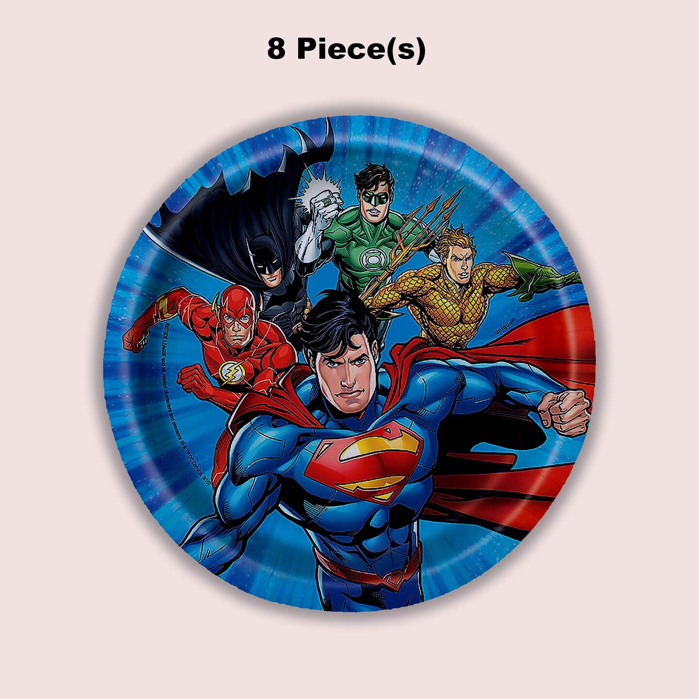 8 Count Justice League DC Comics Paper Dessert Plates Superhero Birthday Party 7 Inch