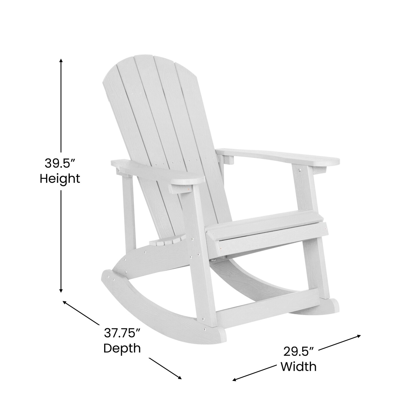 Merrick Lane Atlantic All-Weather Polyresin Adirondack Rocking Chair with Vertical Slats