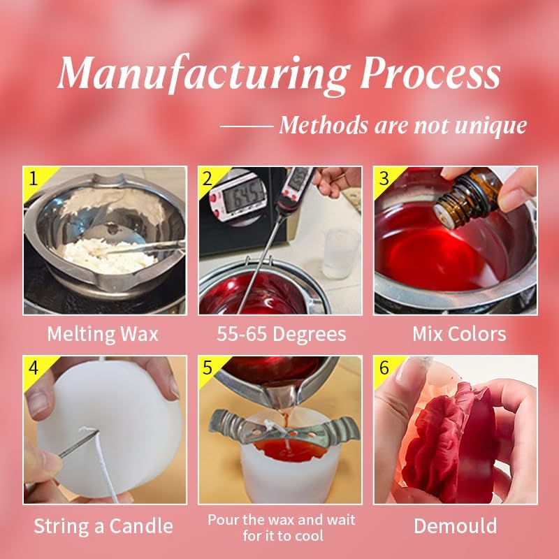 8Pcs Rose Flower Tulip Peony Heart Candle Soap Wax Mold