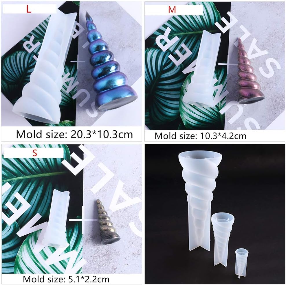 3Pcs/Set 3D Unicorn Horn Silicone Resin Mold(White)
