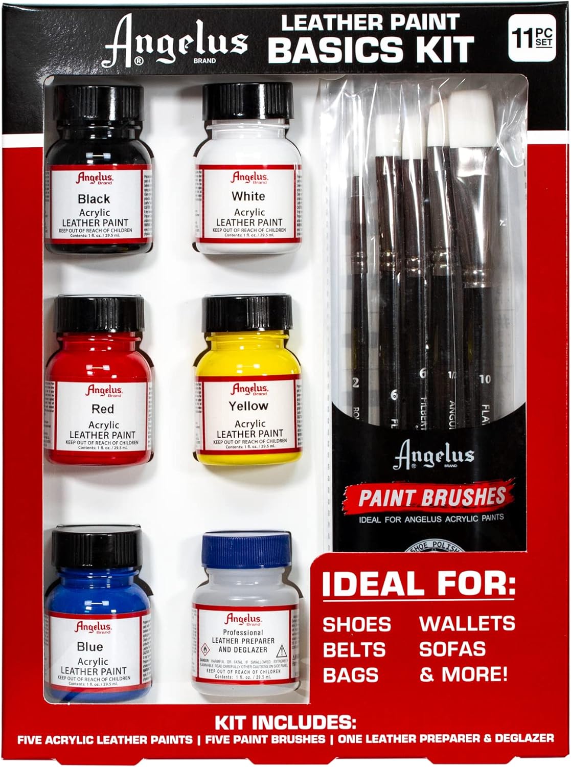 Leather Paint Basics Kit &#x2013; Acrylic Leather Paint Set with 5 Colors