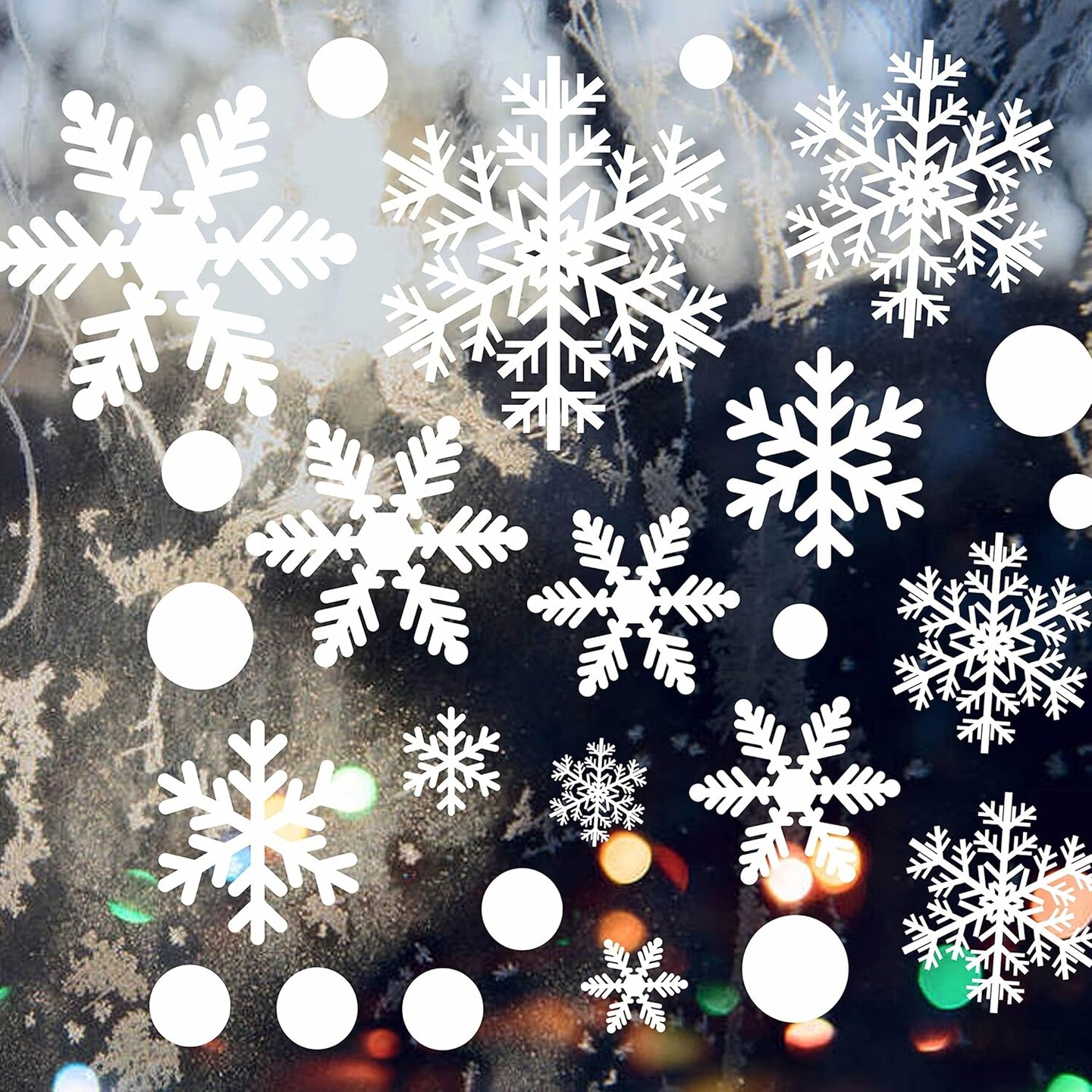 321pcs Christmas Window Decals - 9 Sheets of Snowflakes (Snow)