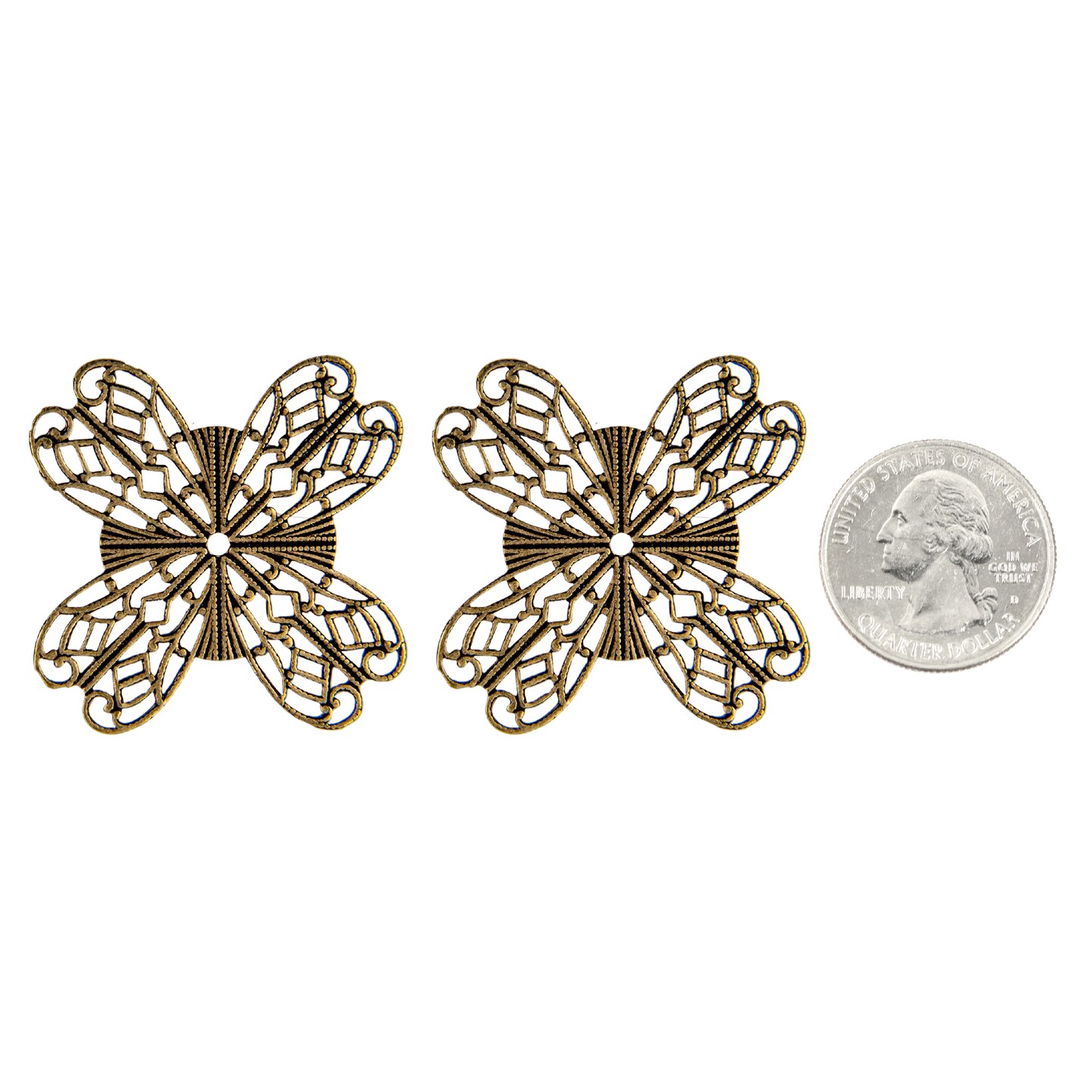 Antique Brass Round Shaped Filigree Wrap Brass Stamping - AB-W48