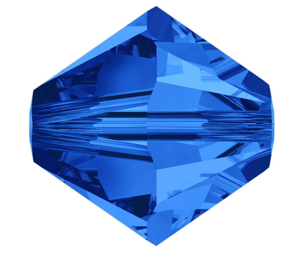 200pcs Authentic Preciosa 3mm (0.12 Inch) Small Faceted Bicone Crystal Loose Beads Sapphire Blue Compatible with Swarovski 5301/5328 for DIY Jewelry Making Pre-B313