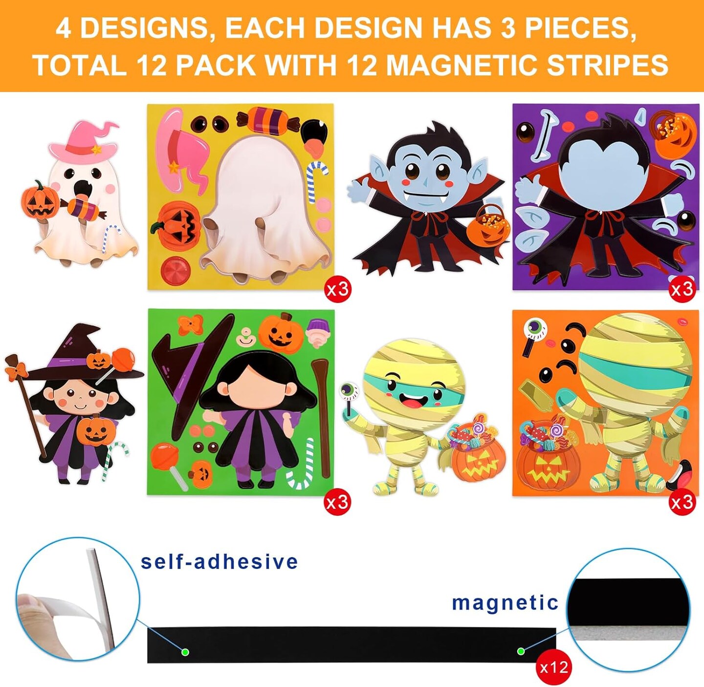 12 Sets -Halloween Crafts for Kids Make Your Own Character Foam