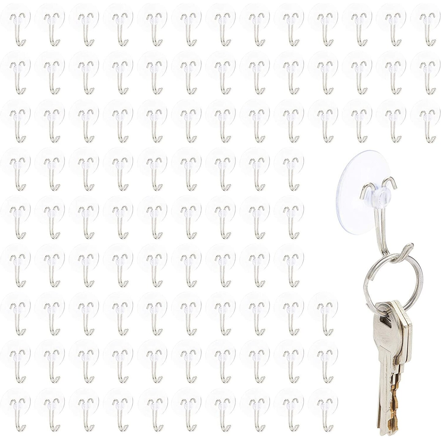Mini Clear Suction Cup Hooks, 0.19 Inches (30 mm, 100 Pack)