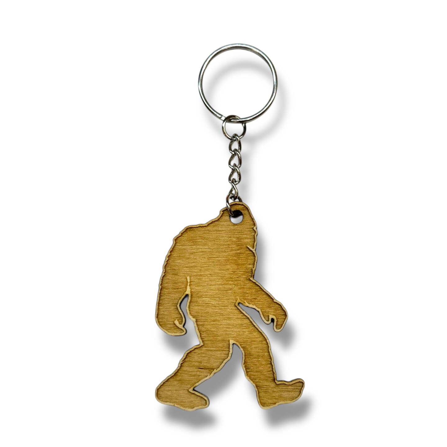 Keychain - Bigfoot Sasquatch  - Birch wood
