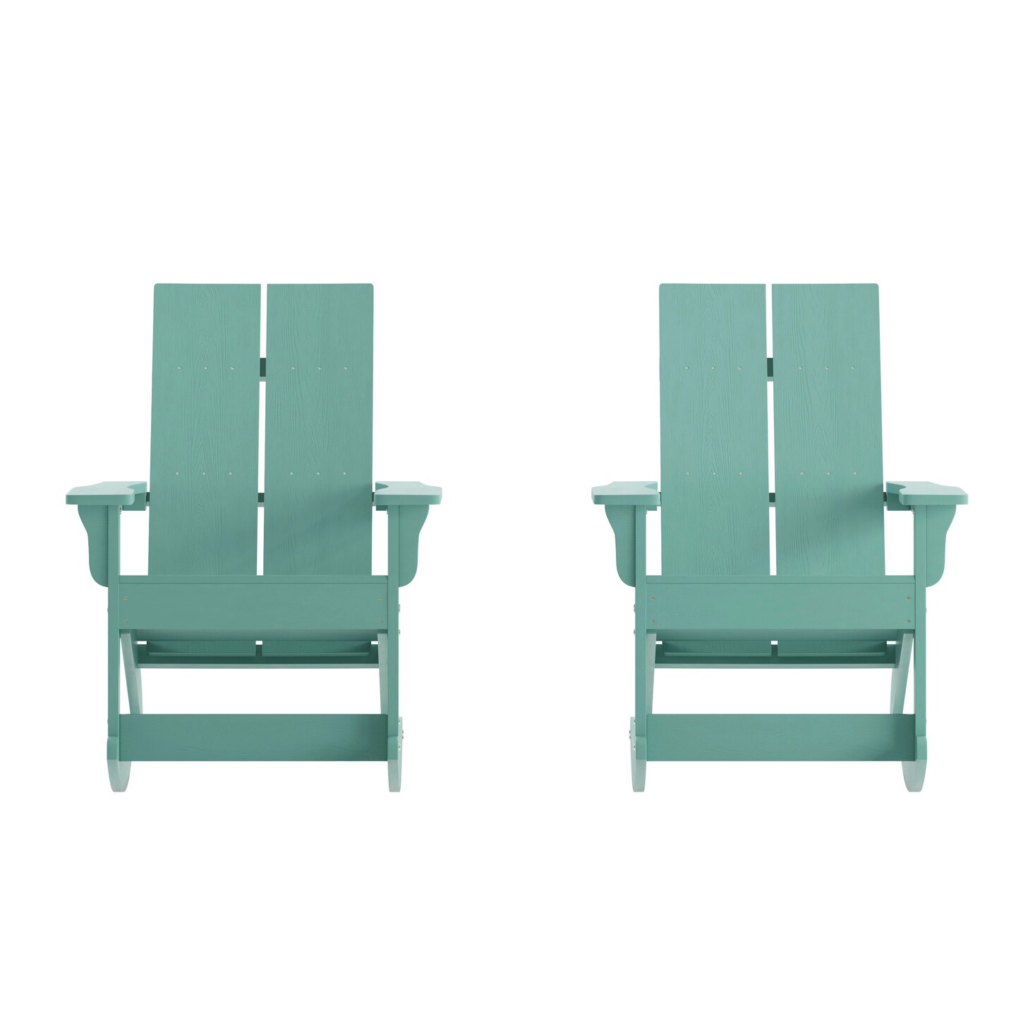 Merrick Lane Set of 2 Wellington UV Treated All-Weather Polyresin Adirondack Rocking Chair for Patio, Sunroom, Deck and More