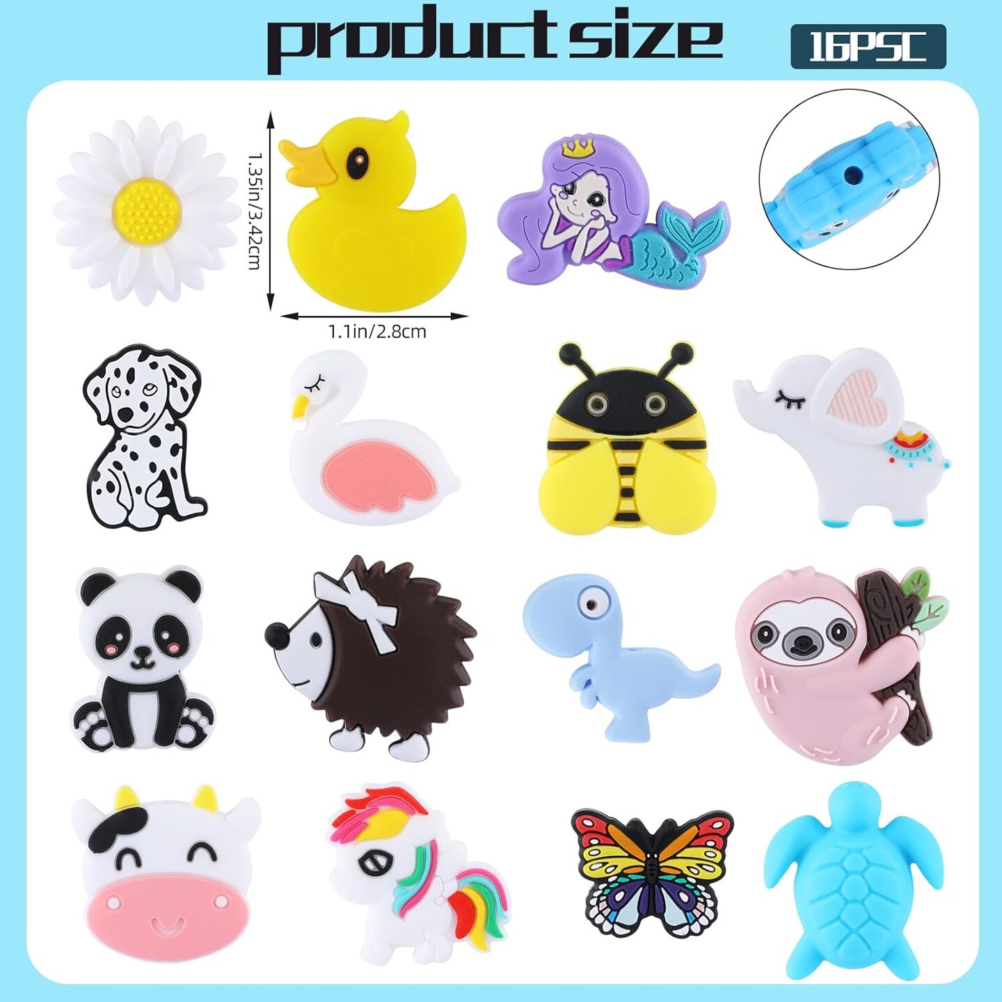 16 Pcs Butterfly Animal DIY Silicone Beads Bulk - Make Handicrafts