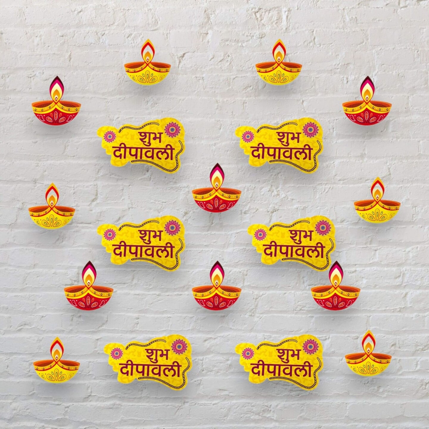 16pcs Diy Diwali Wall Decor, Diwali Paper Cutouts, Diwali Wall Decoration, Diwali Home Decor, Diwali Backdrop, Diwali Diya, Shubh Diwali