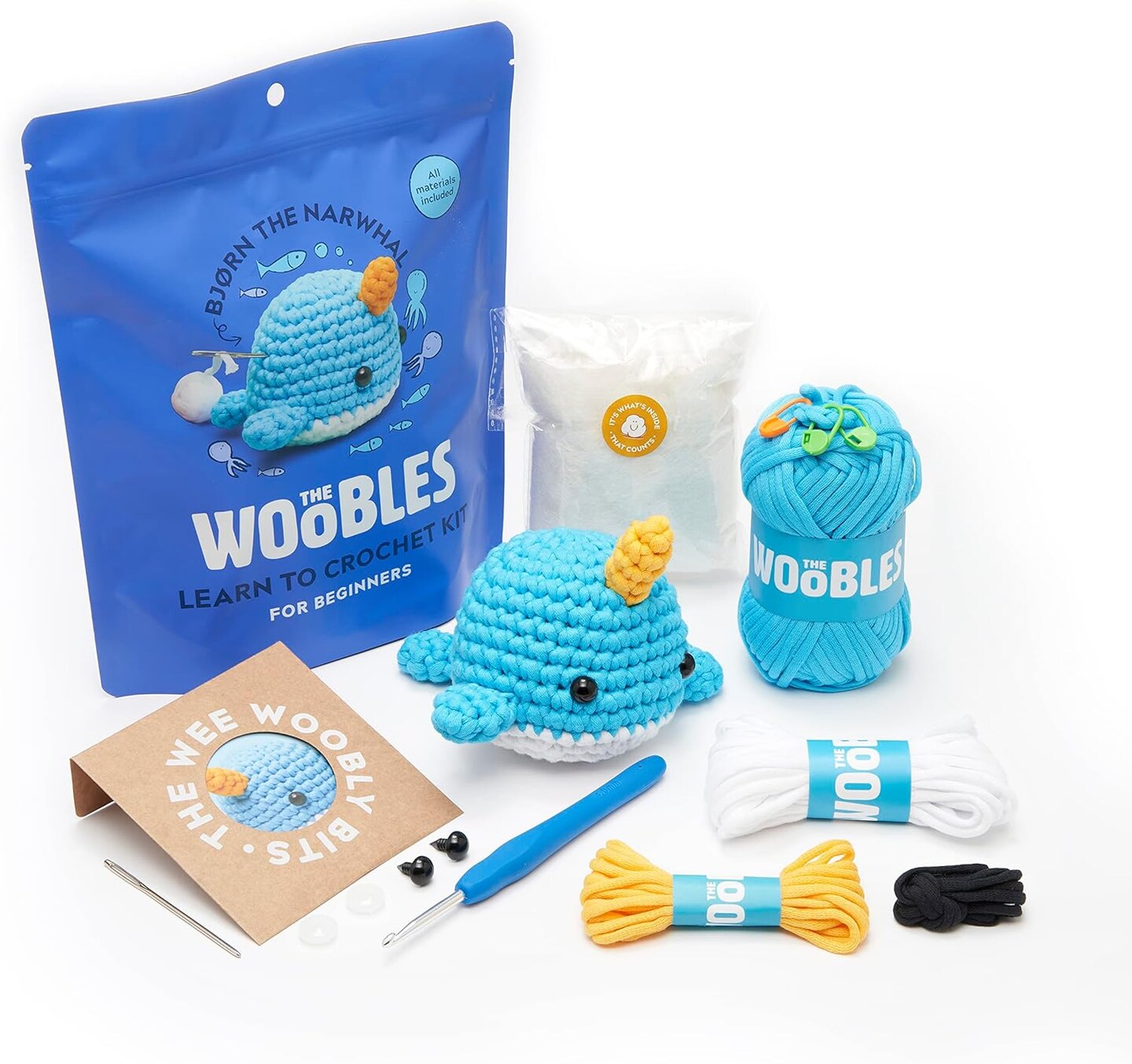 Crochet Kit for Beginners - Easy Arts and Crafts Knitting & Crochet Animals Kit As Seen On Shark Tank - Bjørn The Narwhal