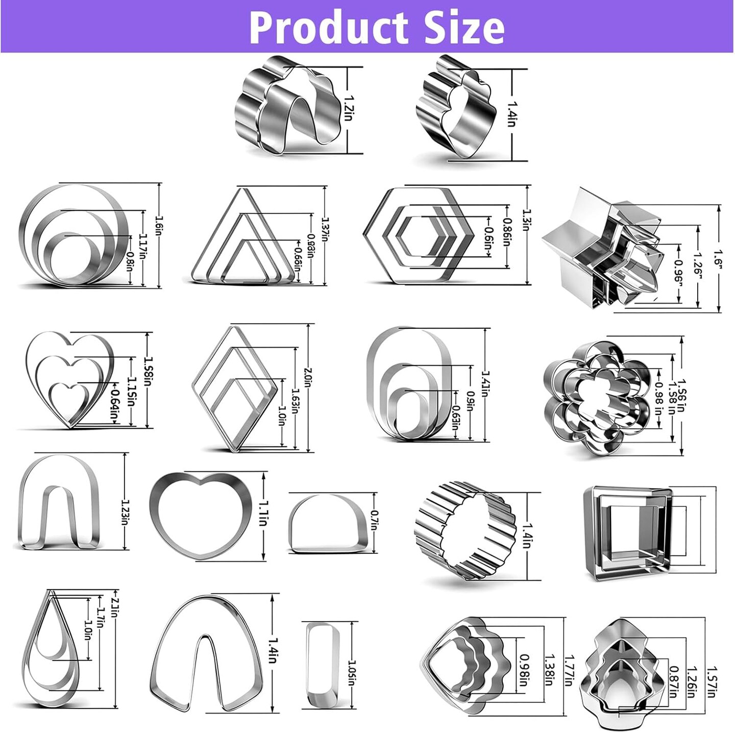 181pcs Clay Tools Set with 44 Shapes Stainless Steel, 16 Circle Shape,1 Clay Letter,120 Accessories