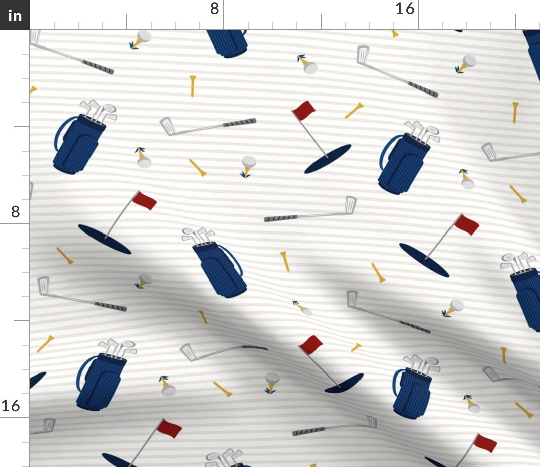 Golfer Golf Tee Off Sports Custom Printed Fabric by Spoonflower Various Fabrics by the Yard or Fat Quarter