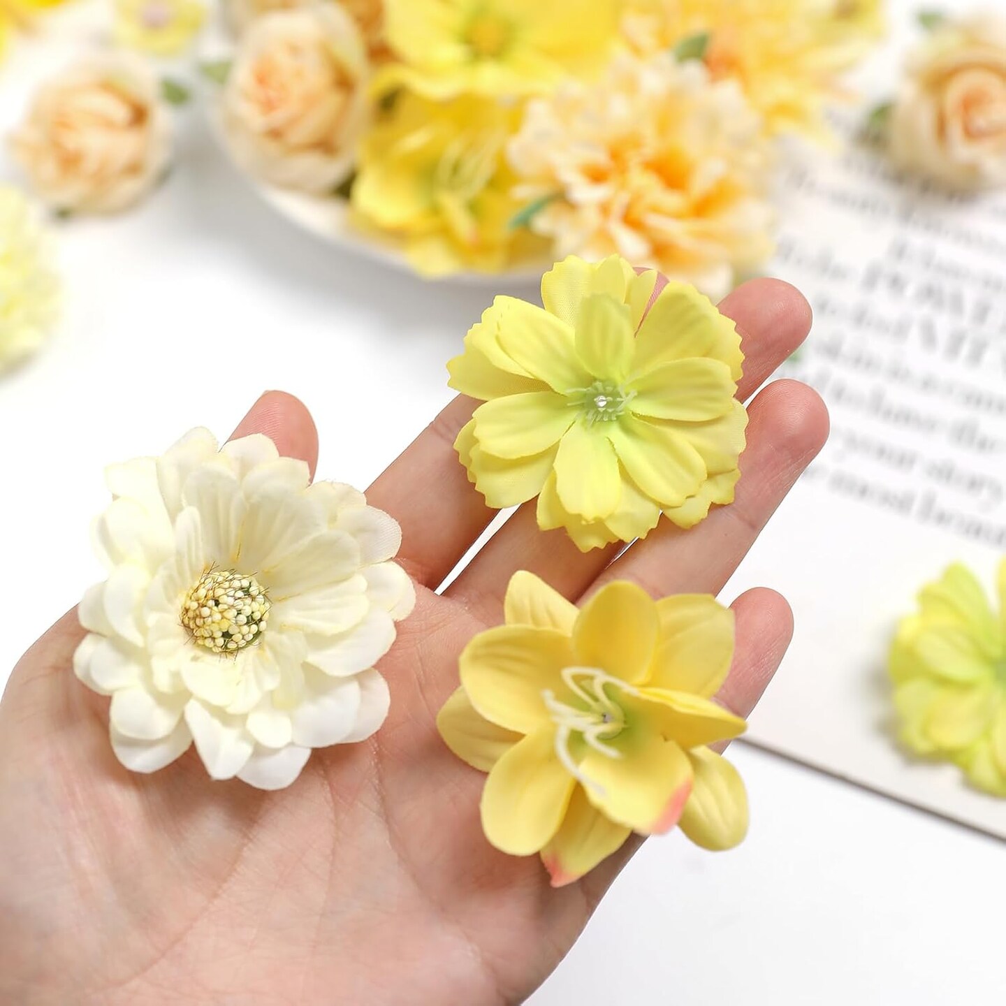 Fake Flower Heads Mini Yellow Artificial Flower