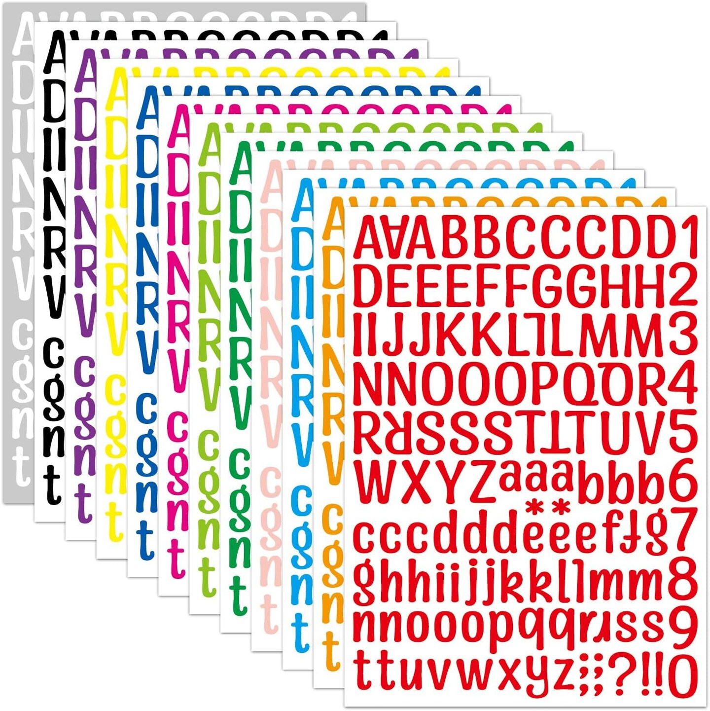 12 Sheets A4 Scrapbook Alphabet Stickers (1512 Pcs)