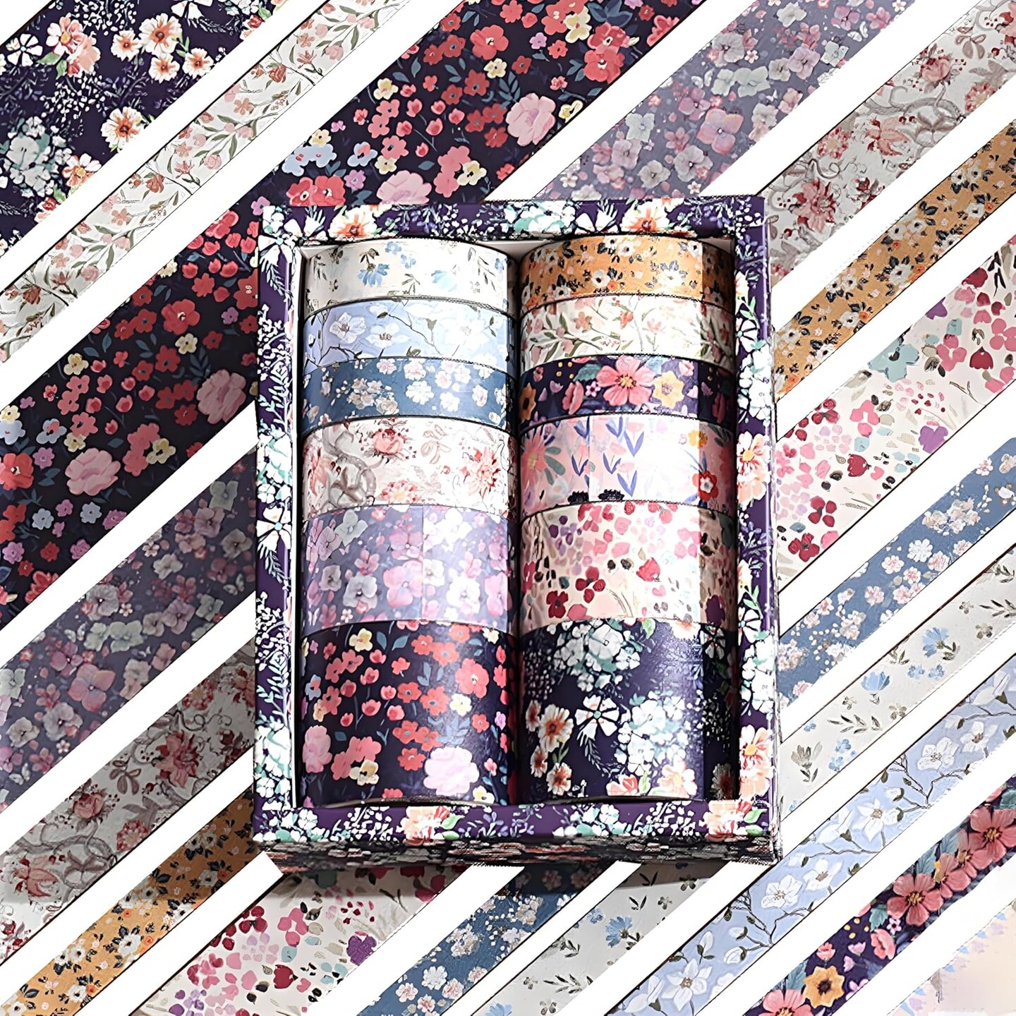 12 Rolls Floral Washi Tape Set - (Colorful2)