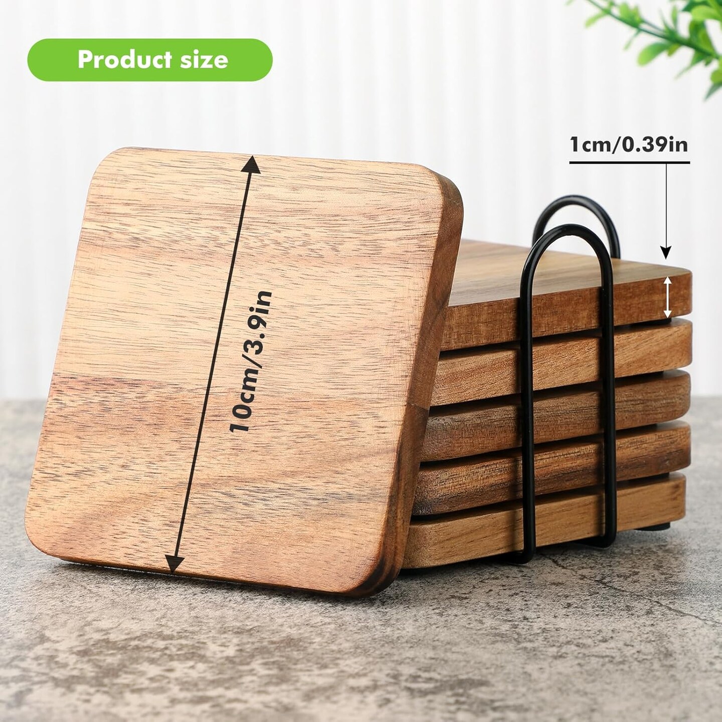 Acacia Wood Coasters Square 4 Inch