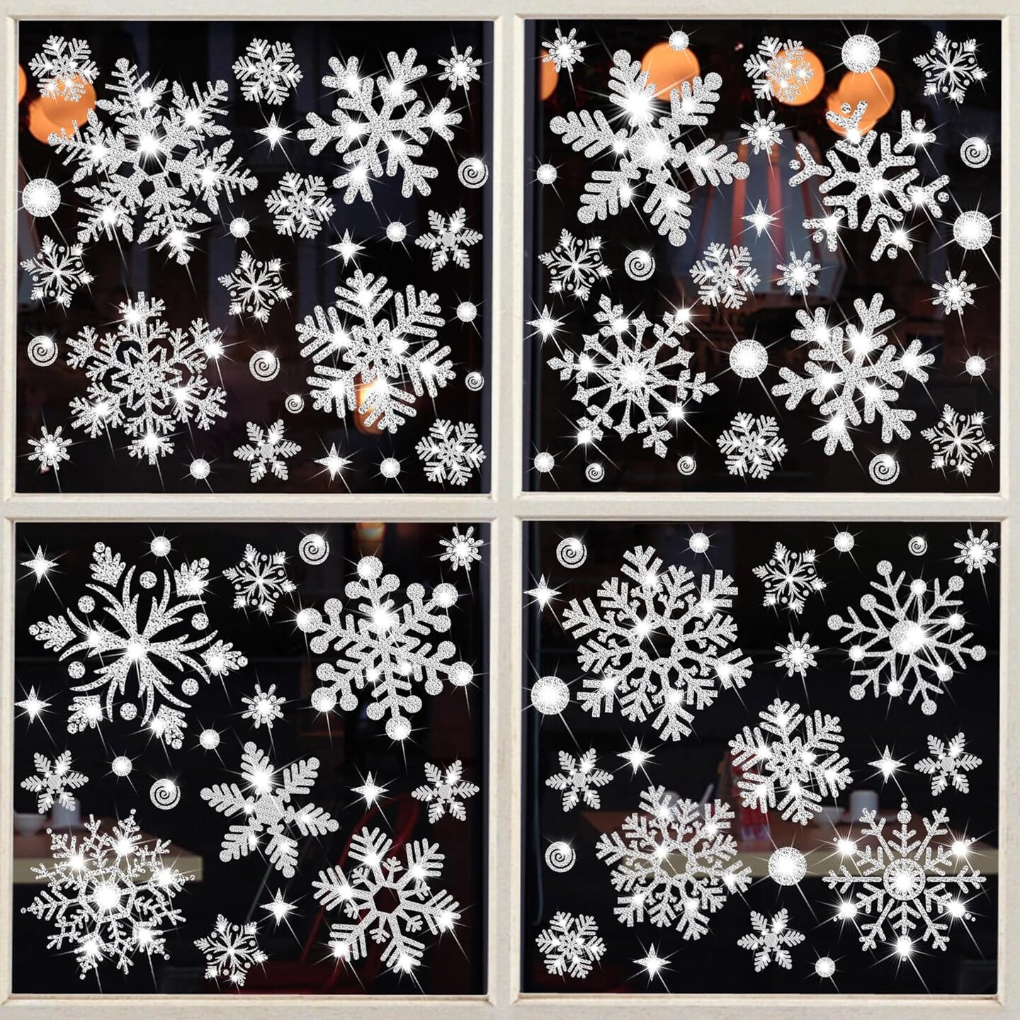 147PCS Glitter Snowflake Window Cling