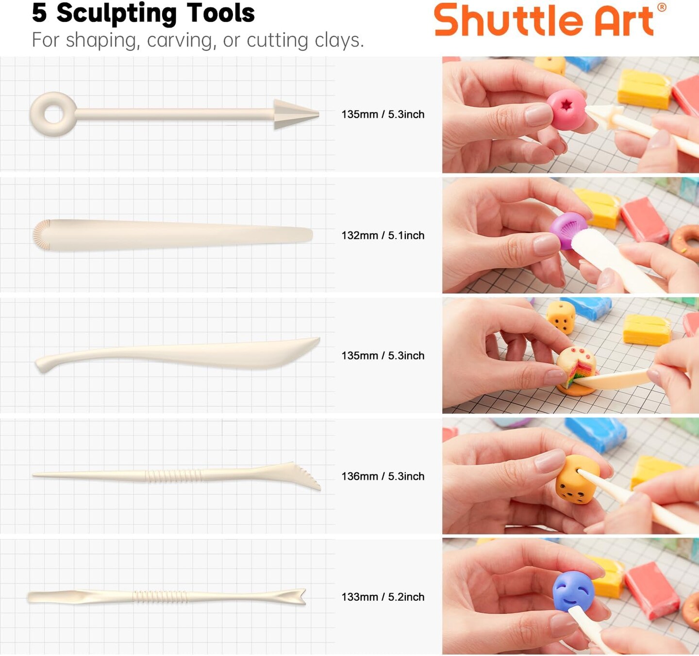 Art 117 PCS Small Block Polymer Clay Kit,95 Unique Colors,5 Modeling Clay Tools