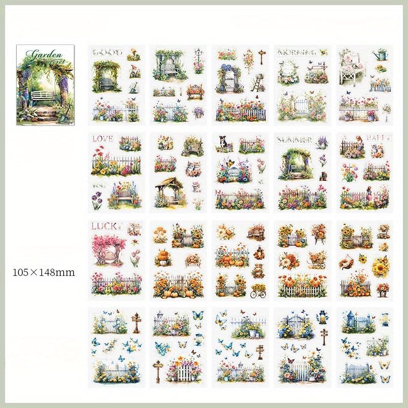 20Page 120pcs Vintage Flower Scrapbook Stickers (Purple) 5.82 x 4.13 x 0.18 inches