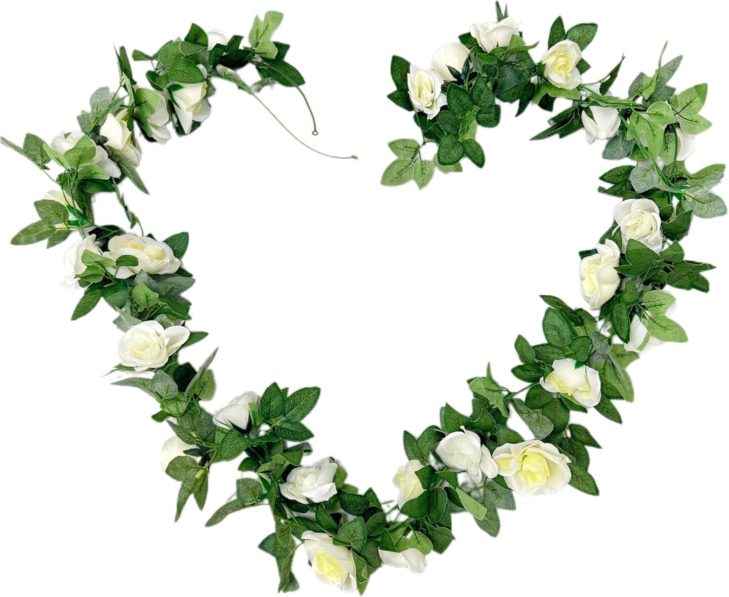 Artificial Flower Garland 2 PCS 15FT(7.5FT*2PCS) White Silk Rose Vine