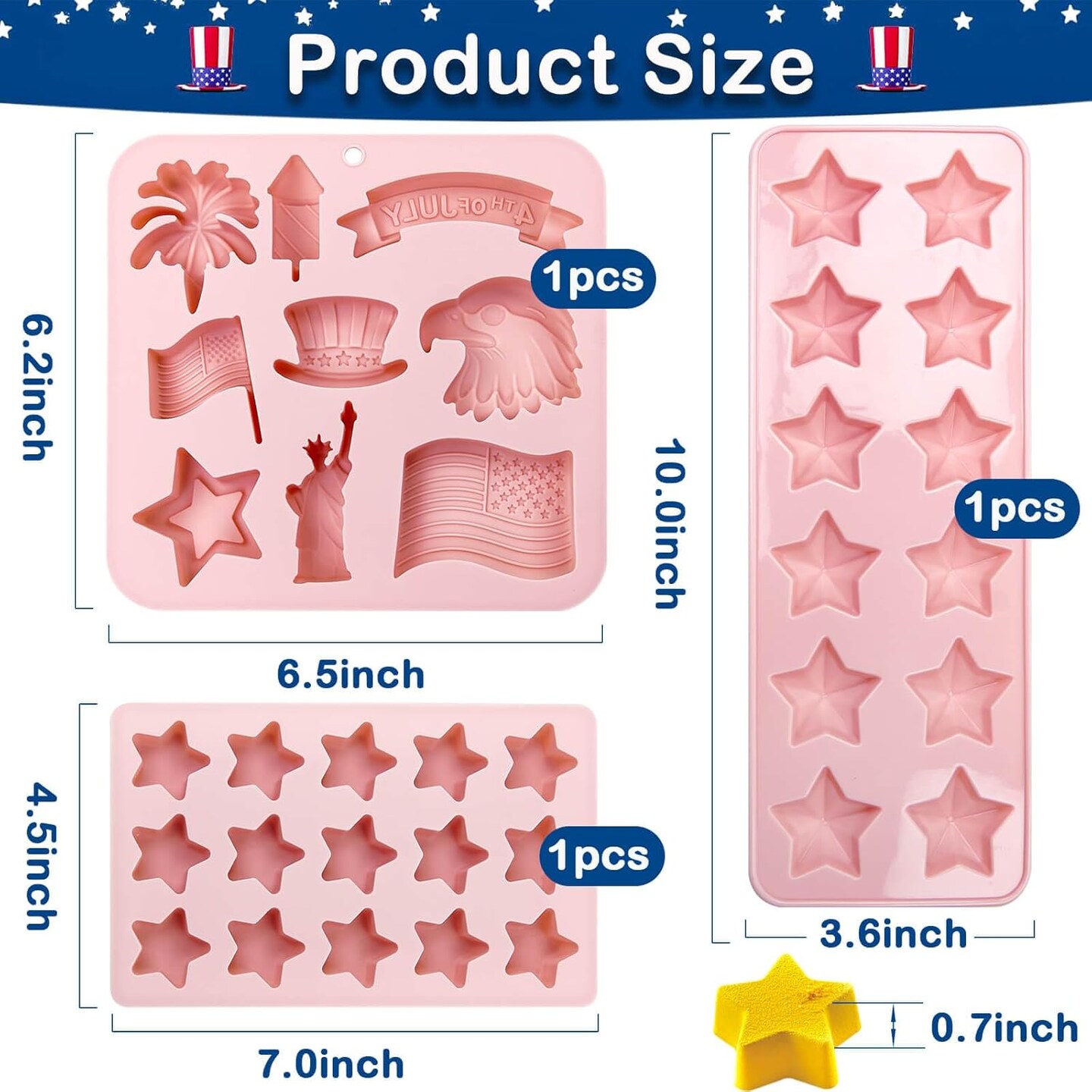 3-Pack Independence Day Chocolate Molds