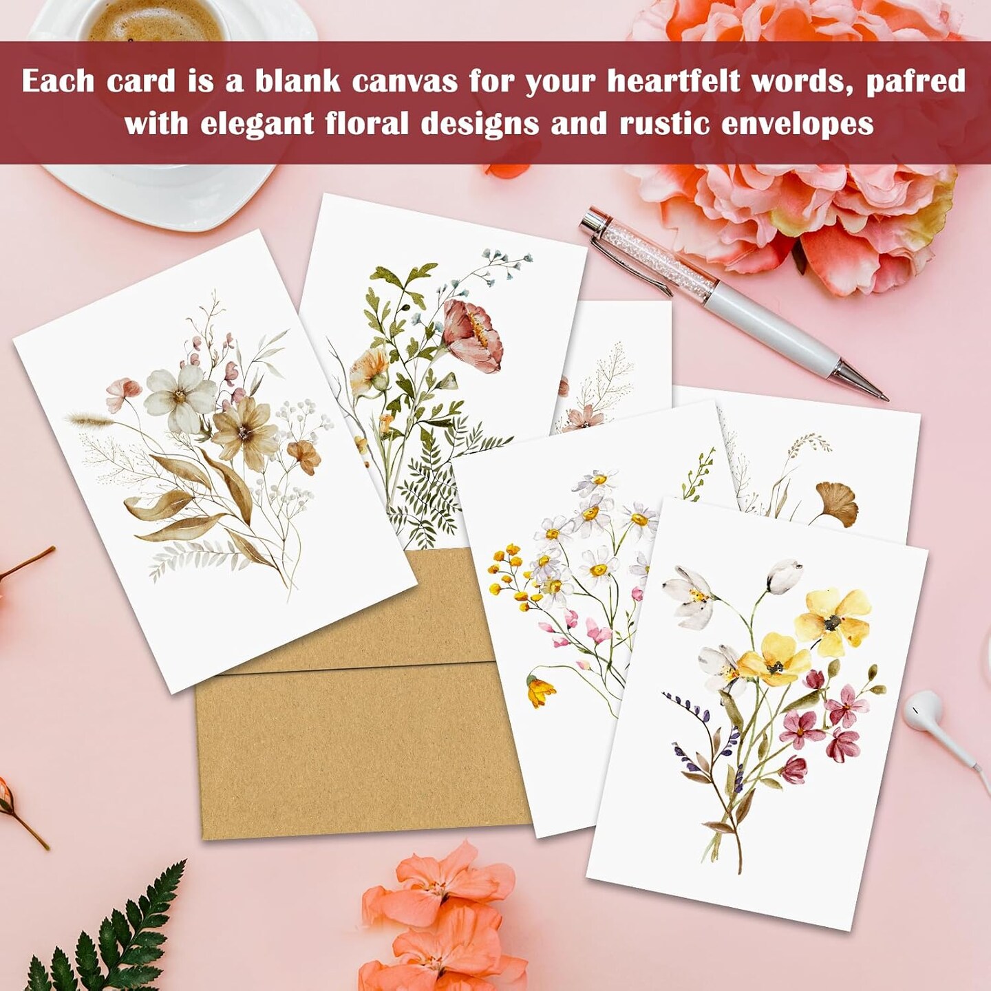 Blank Greeting Cards 4x6,30 Pack 6 Assorted