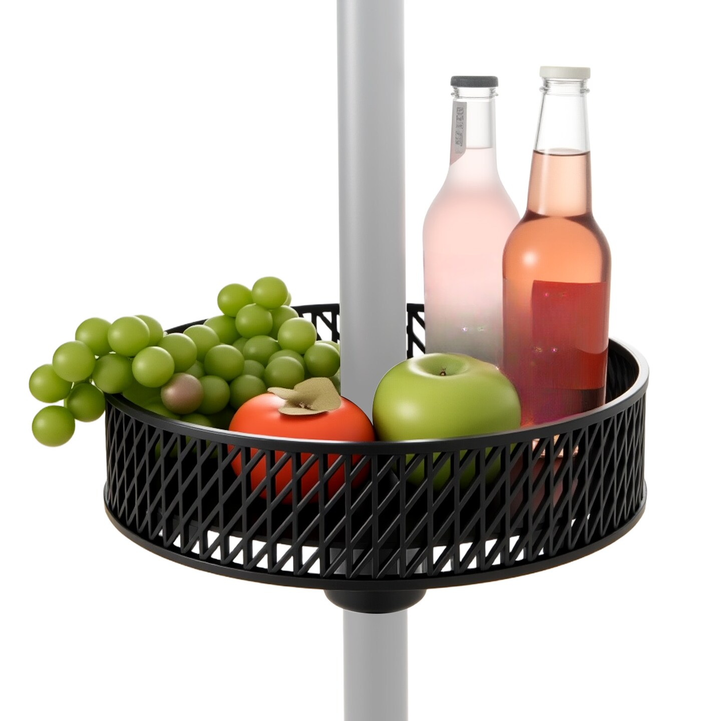 Black Patio Umbrella Table Tray with 3 Adapters for 1.26-1.5" Poles