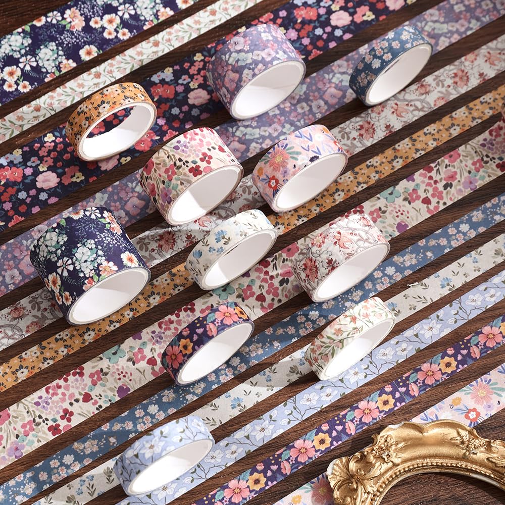 12 Rolls Floral Washi Tape Set - (Colorful2)