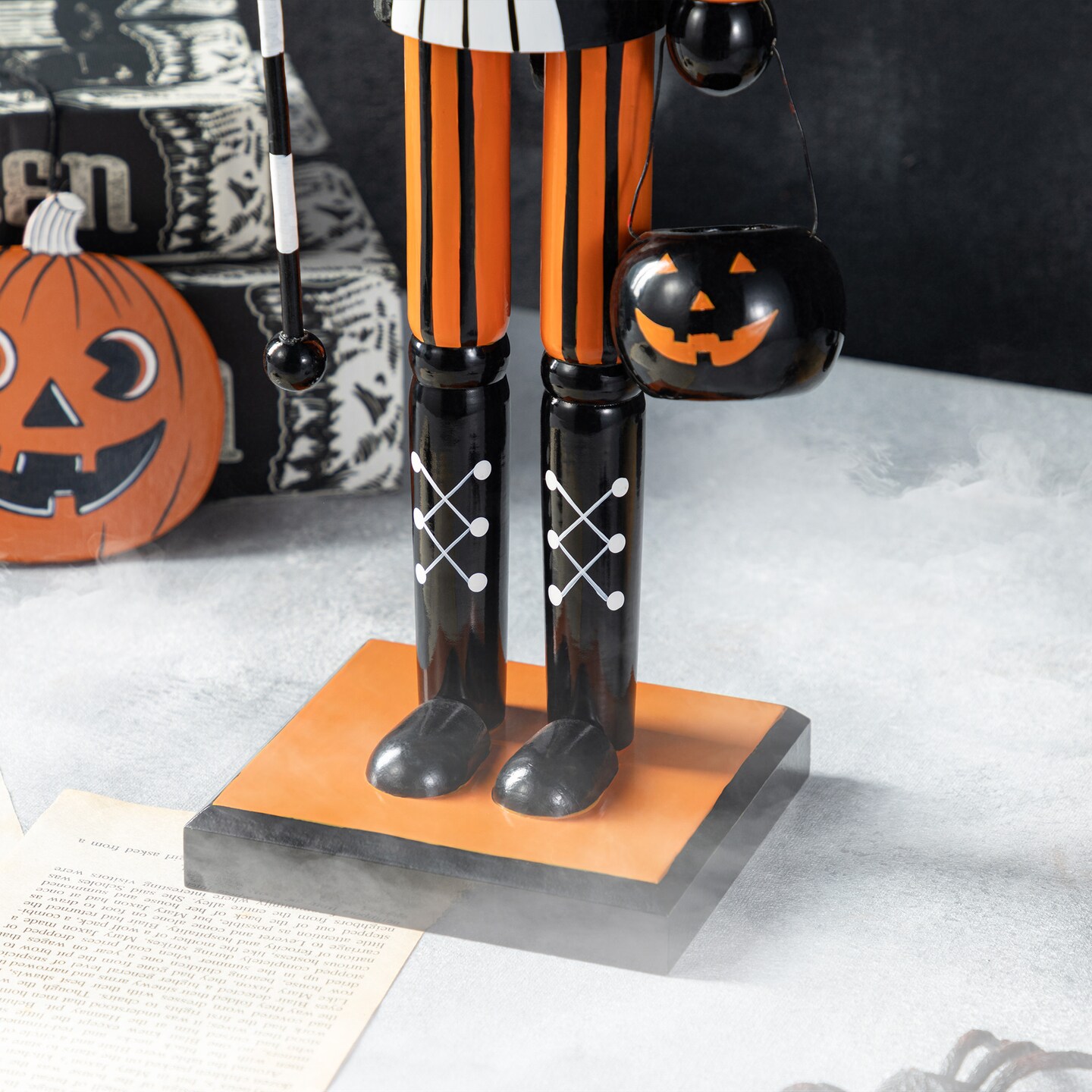 Set of 3 18.5&#x22;H Halloween Cat/Witch/Pumpkin Wood Nutcracker