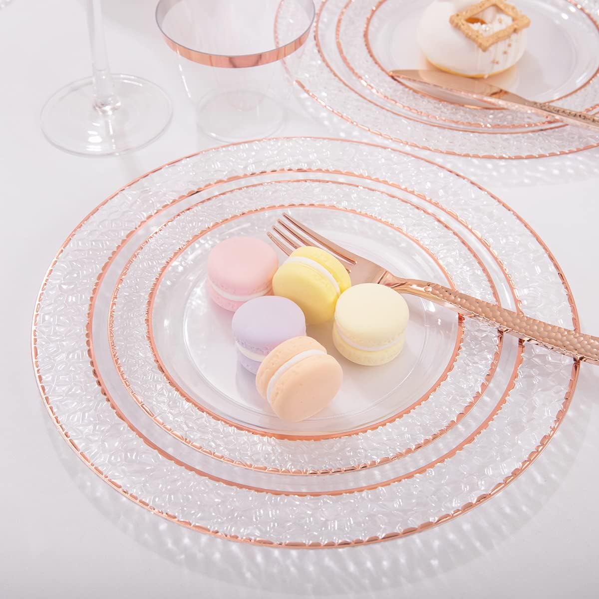 150PCS Rose Gold Plastic Silverware
