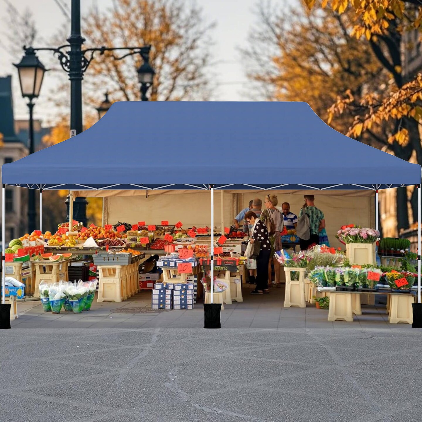Costway 10 x 20 FT Pop-up Canopy UPF50+ Sun Protection Tent with Carrying Bag Blue/Black/Grey/White/Pink