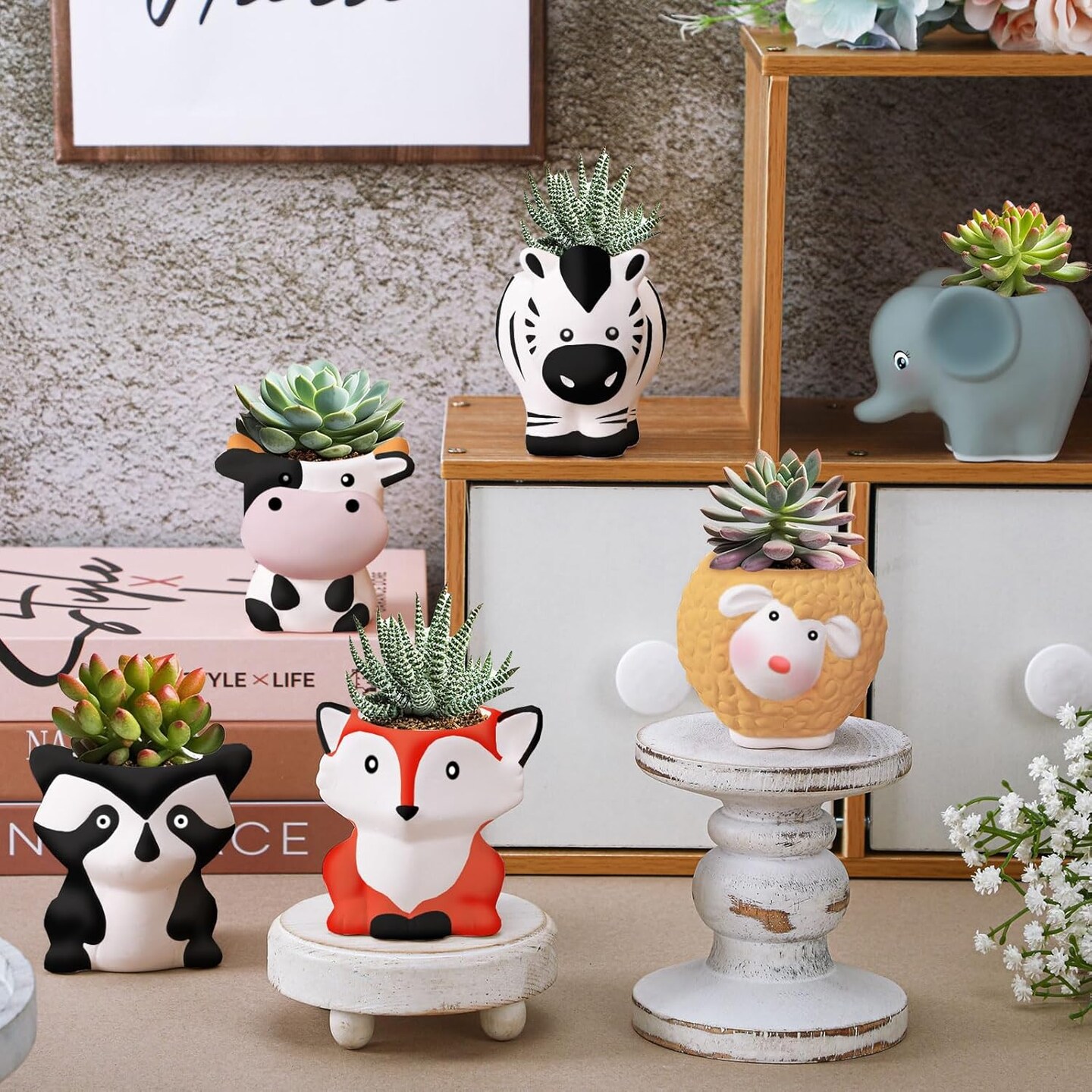6 Sets Paint Your Own Animal Shaped Succulent Planter