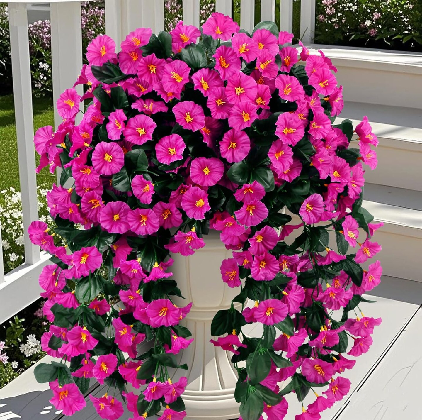 3 Pcs Artificial Hanging Flowers for Outdoors, Fake Silk Hanging Plants