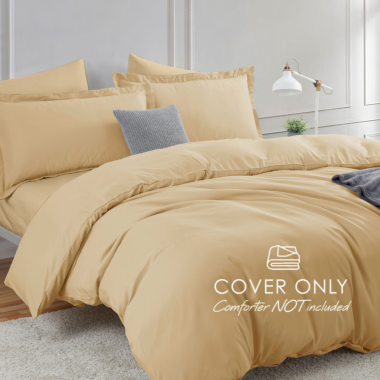 Hearth & Harbor Duvet Cover With Fitted Sheet Soft Double Brushed Bedding Set