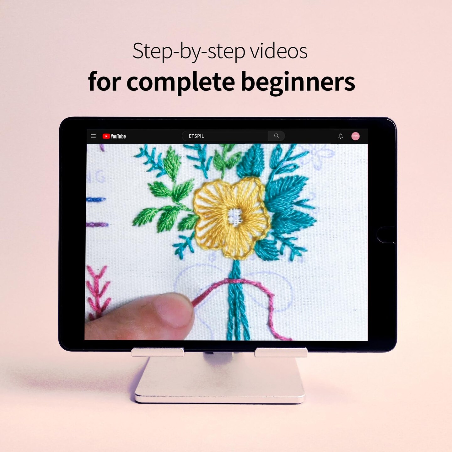 ETSPIL 3 Pack Embroidery Kit for Beginners and Adults,Learn 33 Stitches with DIY Stamped Flower Patterns &#x2013; Includes Hoop, Color Threads, Tools, and Step-by-Step Instructions with Video Tutorials