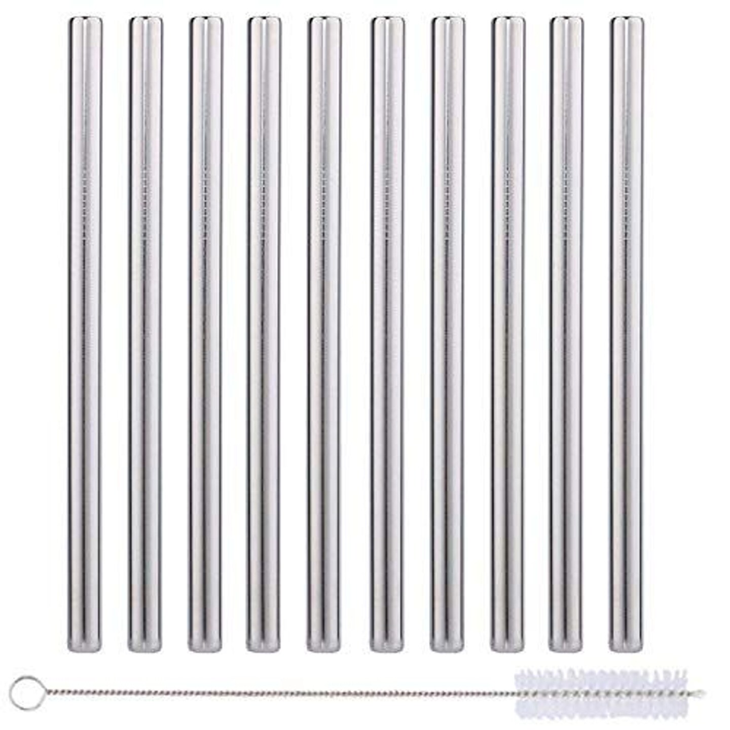 IMPRESA Stainless Steel Boba Straw Set - Pack of 10-8.5-Inch - Extra-Wide Metal Smoothie Straws for Bubble Tea & Thick Drinks