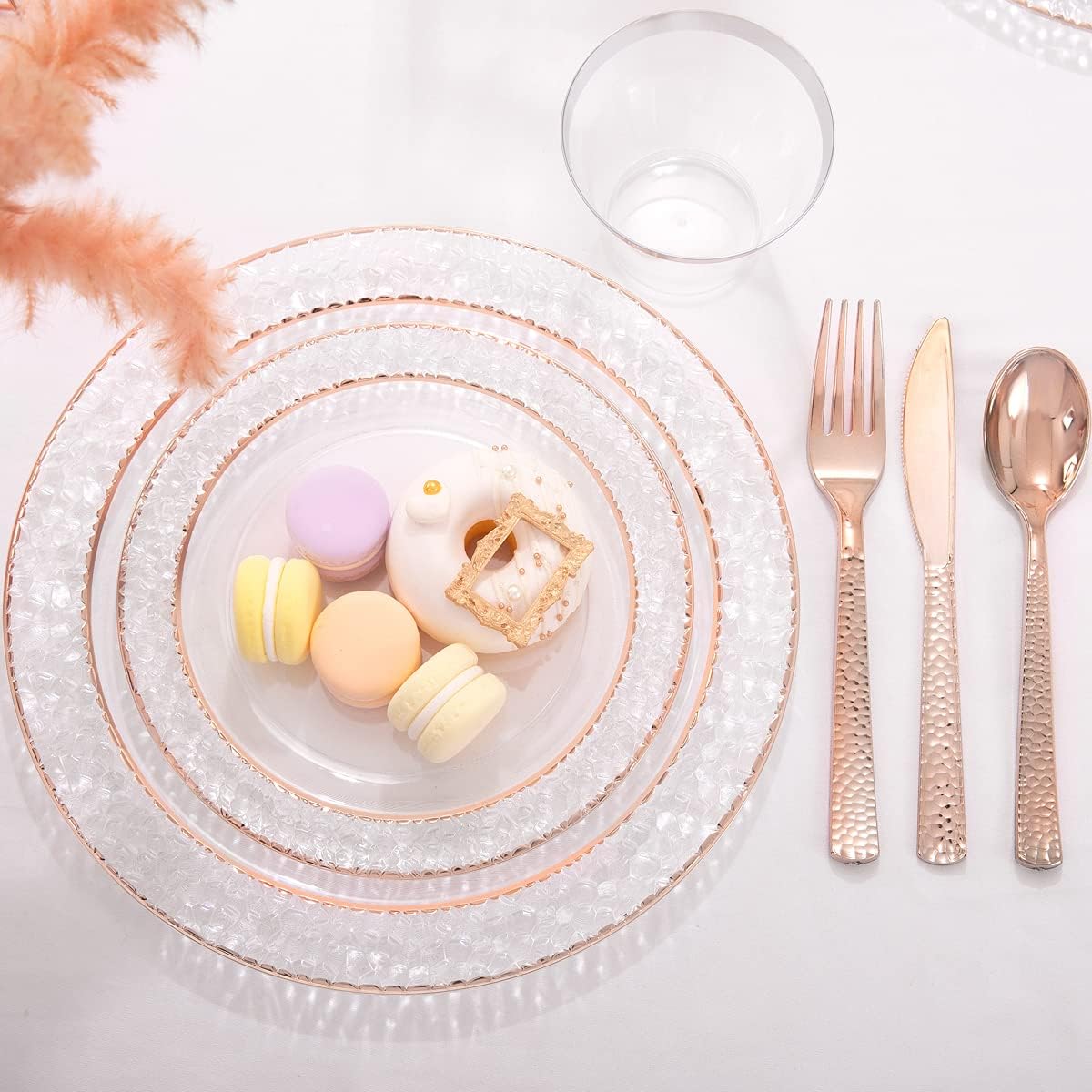 150PCS Rose Gold Plastic Silverware