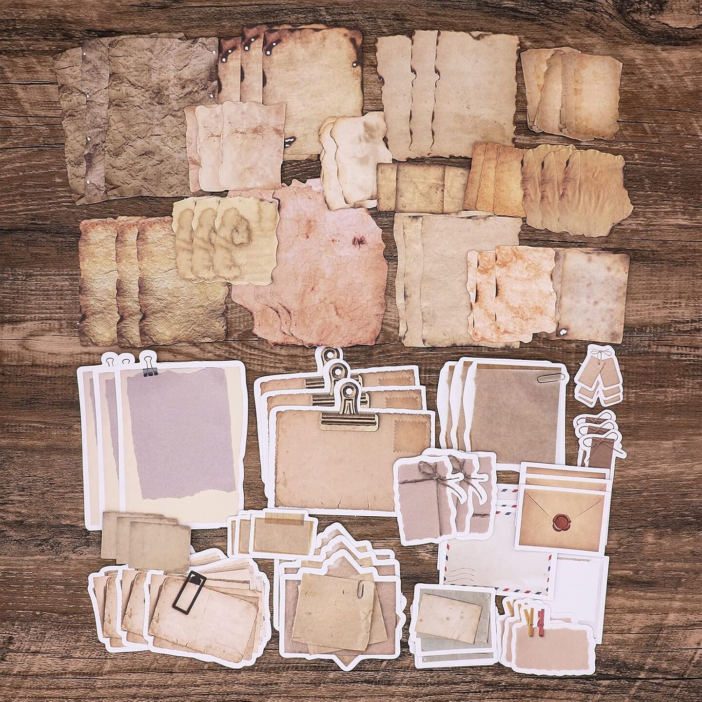 90 PCS - Antique Looking Scrapbook Stickers (Antique Looking) 8 x 4 x 0.5 inches