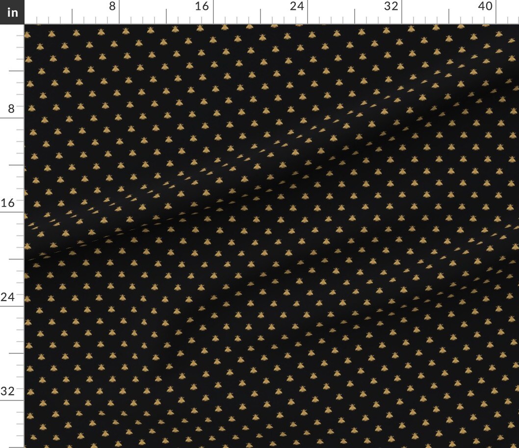 Bees Bee Black Small Gold Antique Art Deco Bugs Flying Insect Pollinator Custom Printed Fabric by Spoonflower Various Fabrics by the Yard or Fat Quarter