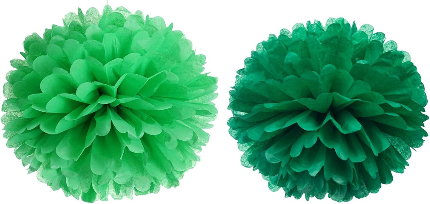 14&#x22; Green Tissue Pom Poms Kit DIY