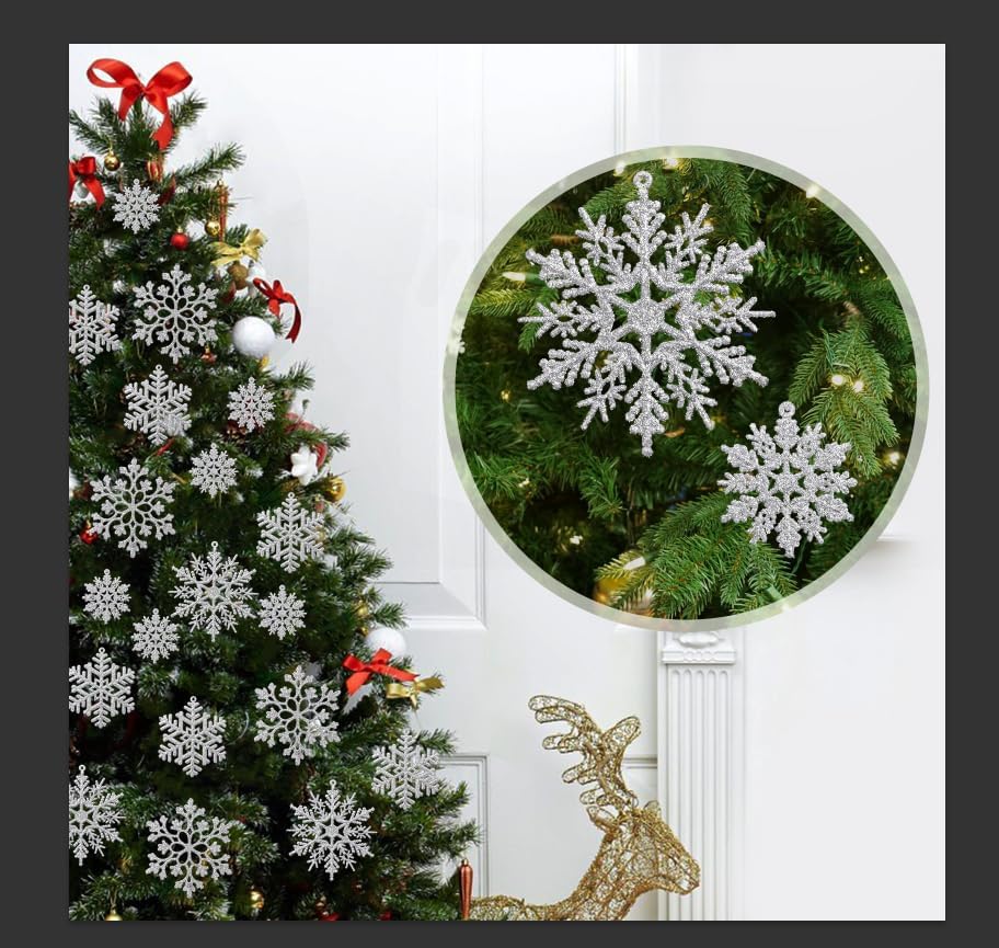 36pcs Christmas Snowflakes Ornaments - Silver Snowflakes