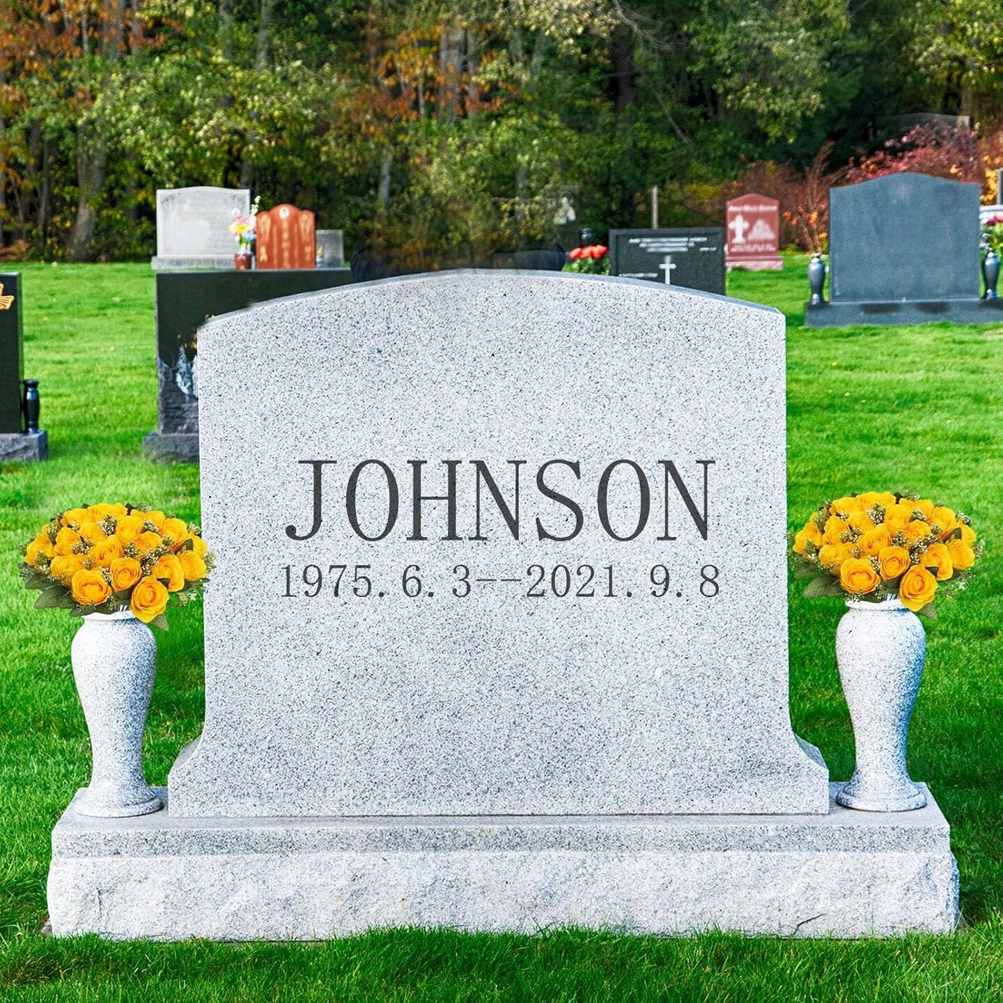 Cemetery Flowers 18 Yellow Silk Memorial Rose Flower (Yellow) 14"D x 14"W x 17"H