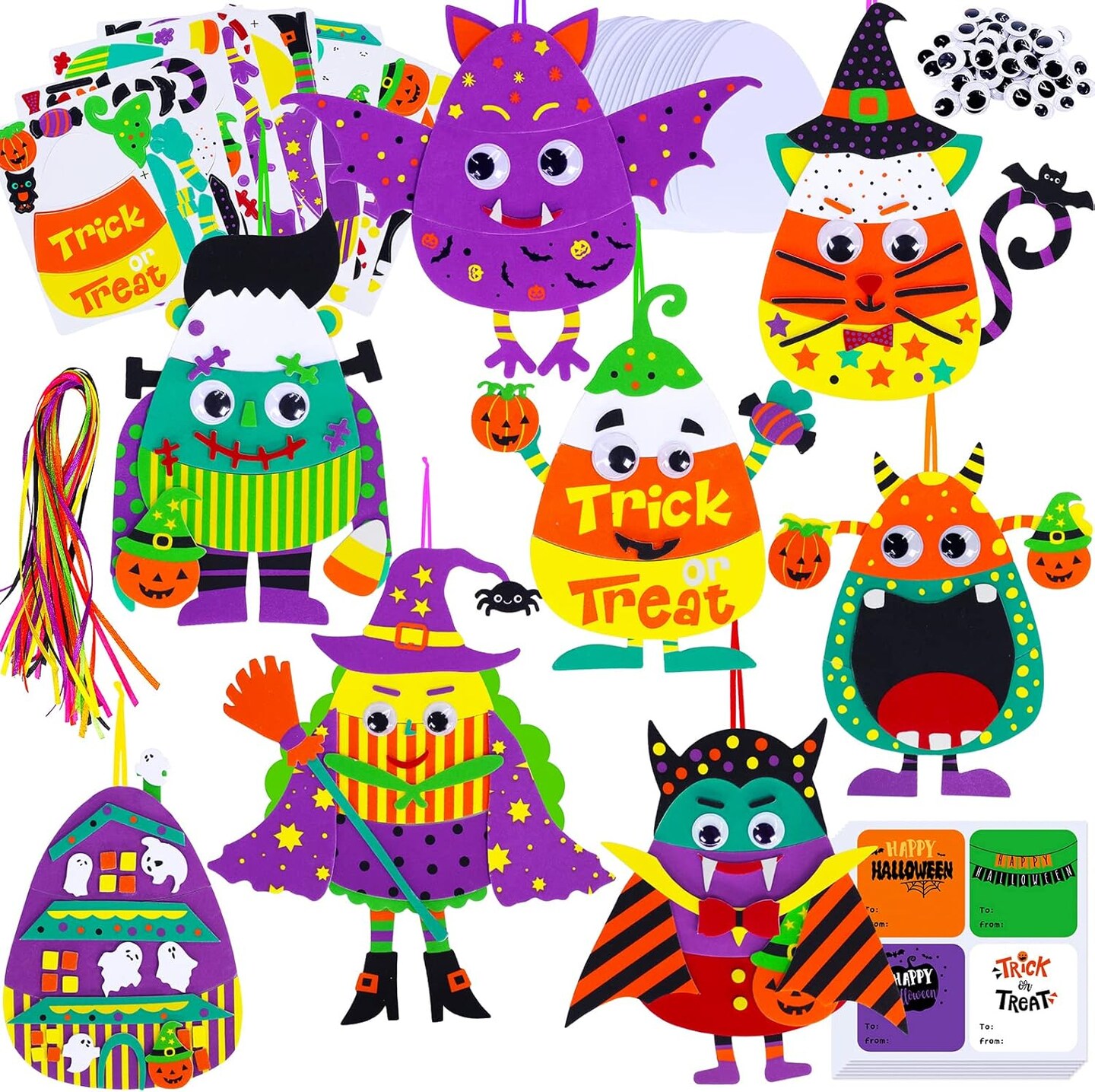 Pumpkin Monster Jack-o&#x27;-Lantern Foam 24 Sets Halloween Crafts Kits